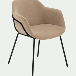 Chaise en velours côtelé avec accoudoirs - beige