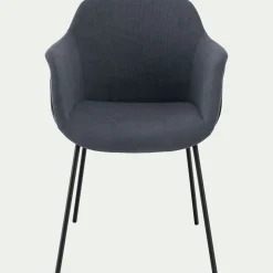 Chaise en velours côtelé avec accoudoirs - bleu autan