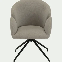 Chaise pivotante avec accoudoirs en tissu et piétement en fer - gris