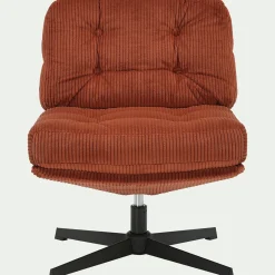 Chaise pivotante en velours côtelé et piétement en fer - brun rustrel