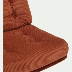 Chaise pivotante en velours côtelé et piétement en fer - brun rustrel