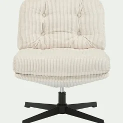 Chaise pivotante en velours côtelé et piétement en fer - beige