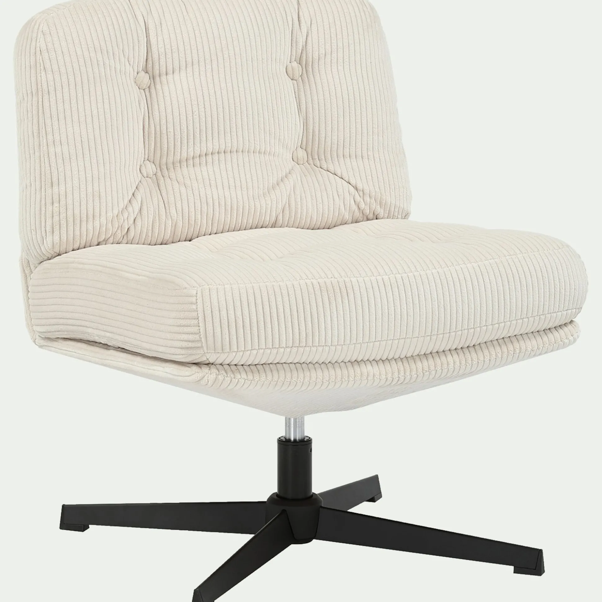 Chaise pivotante en velours côtelé et piétement en fer - beige