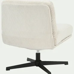 Chaise pivotante en velours côtelé et piétement en fer - beige