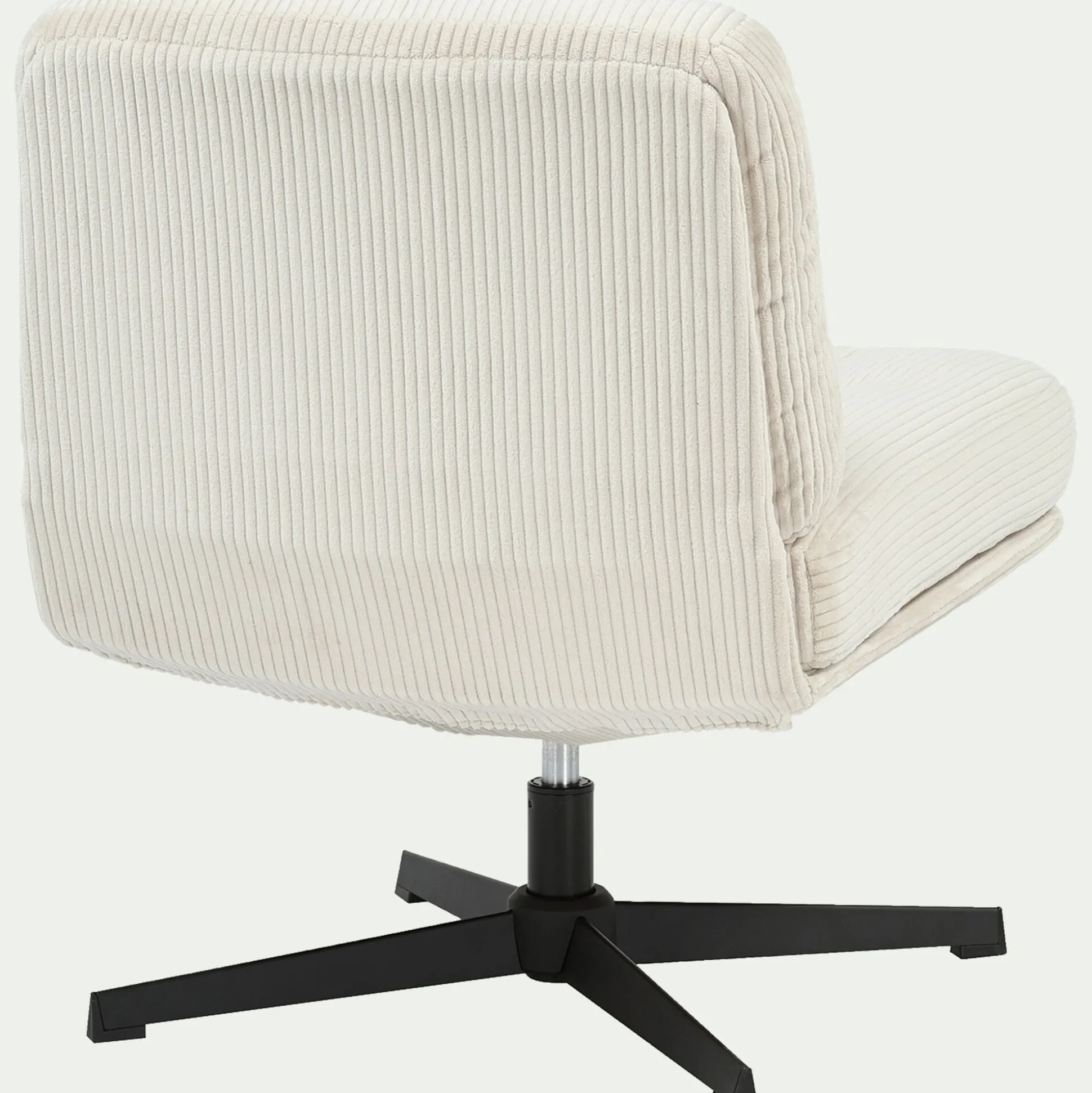 Chaise pivotante en velours côtelé et piétement en fer - beige