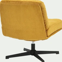 Chaise pivotante en velours côtelé et piétement en fer - jaune argan