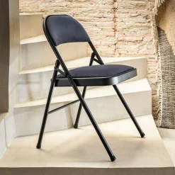 Chaise pliante en métal et tissu - noir calabrun