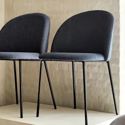 Chaise ronde en tissu - bleu céou