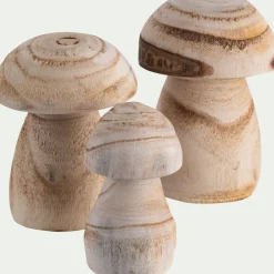 Champignon décoratif à poser en bois de paulownia H10cm - bois clair