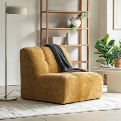 Chauffeuse en tissu Eden - jaune argan