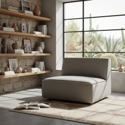 Chauffeuse en tissu tramé - gris