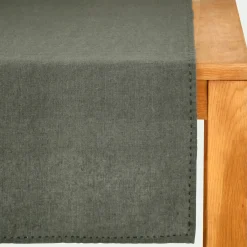 Chemin de table en lin lavé 50x150cm - vert cèdre