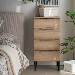 Chiffonnier 4 tiroirs en bois - bois clair