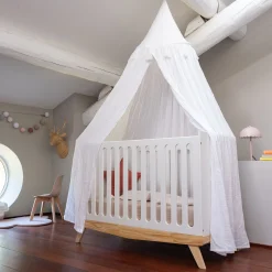 Ciel de lit en gaze de coton H220cm - blanc