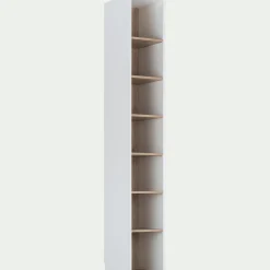 Colonne de rangement en bois effet chêne H235xL35cm - blanc