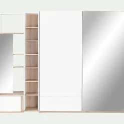 Colonne de rangement en bois effet chêne H235xL35cm - blanc