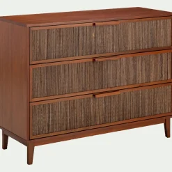 Commode 3 tiroirs en acajou L120cm - bois foncé