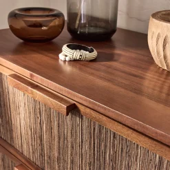 Commode 3 tiroirs en acajou L80cm - bois foncé