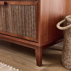 Commode 3 tiroirs en acajou L80cm - bois foncé