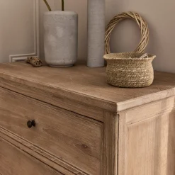 Commode 4 tiroirs en bois d'orme et de pin - bois clair