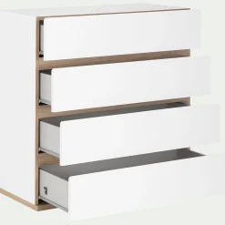 Commode module 4 tiroirs en bois effet chêne H94XL94cm - blanc
