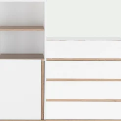 Commode module 4 tiroirs en bois effet chêne H94XL94cm - blanc