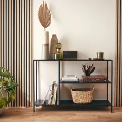 Console 3 plateaux en acier - noir