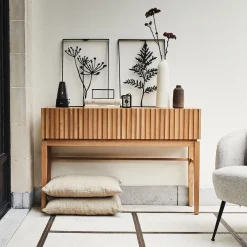 Console 2 tiroirs en bois L120xl30xH80cm - naturel