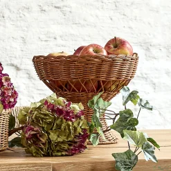 Coupe à fruits en rotin D26cm - marron