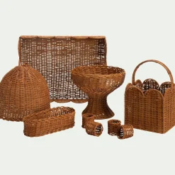 Coupe à fruits en rotin D26cm - marron