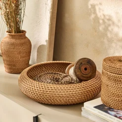 Coupe déco ronde en rotin D35cm - naturel