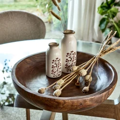 Coupe décorative en bois de paulownia D45cm - bois foncé