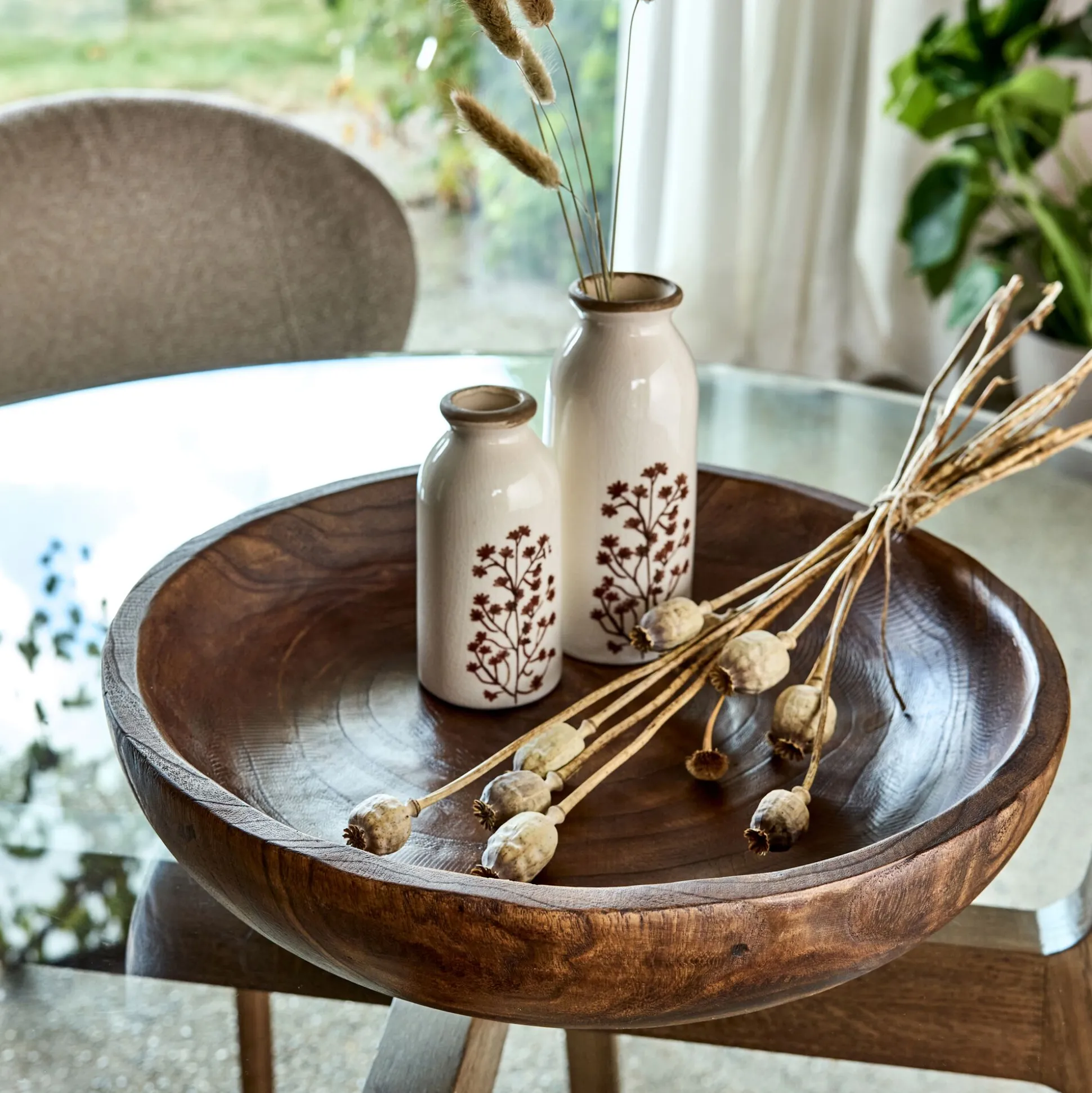 Coupe décorative en bois de paulownia D45cm - bois foncé