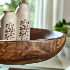 Coupe décorative en bois de paulownia D45cm - bois foncé