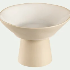 Coupe décorative en grès D15,9cm - blanc