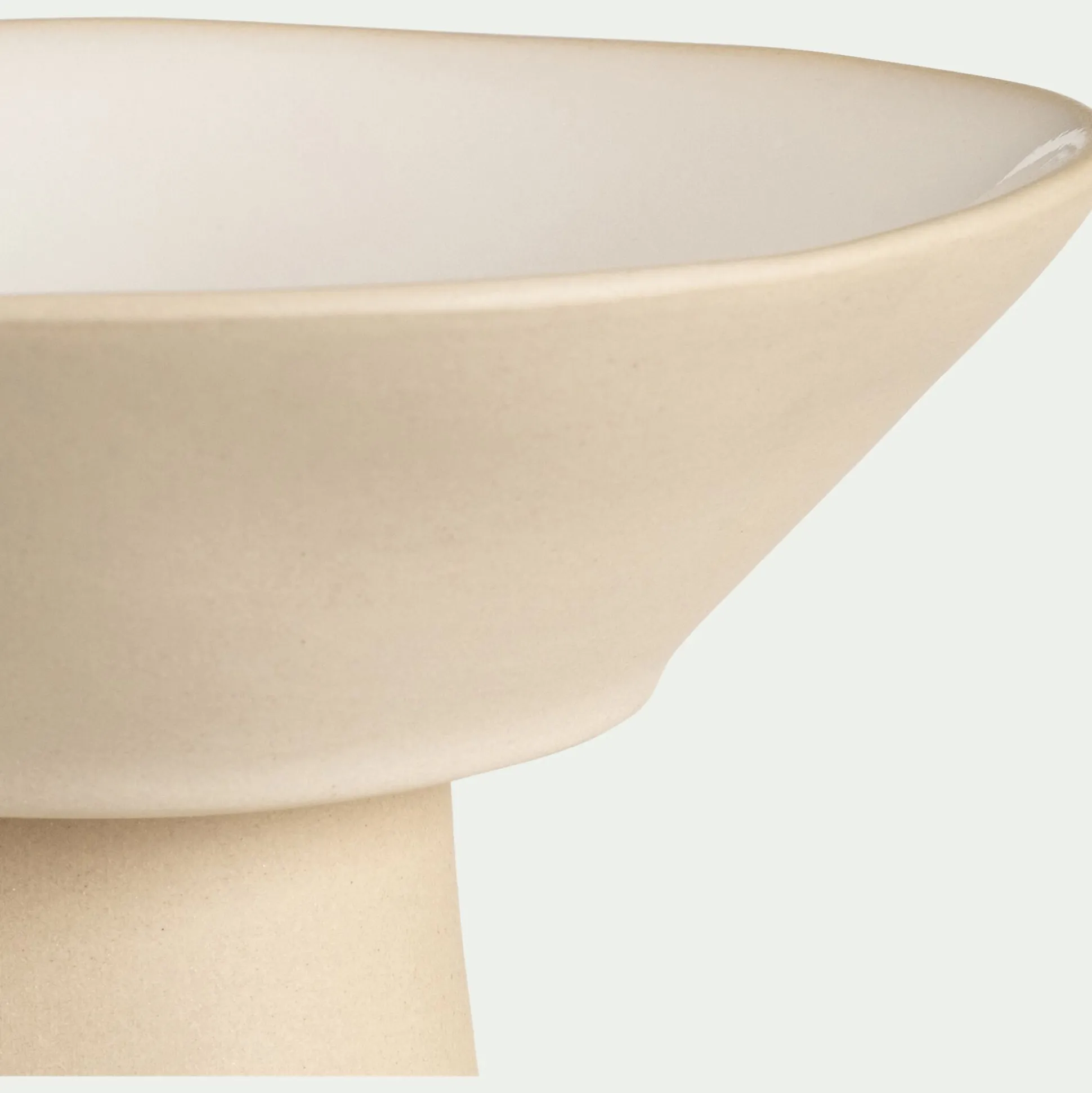 Coupe décorative en grès D15,9cm - blanc