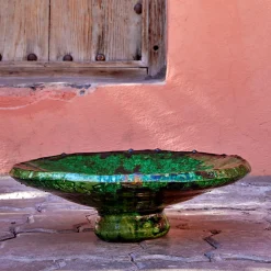 Coupe décorative sur pied en terre cuite D40cm - vert tamegroute