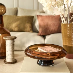 Coupe décorative sur pied en verre D26cm - brun rustrel