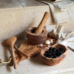 Coupelle apéritive en bois d'olivier D14cm - naturel