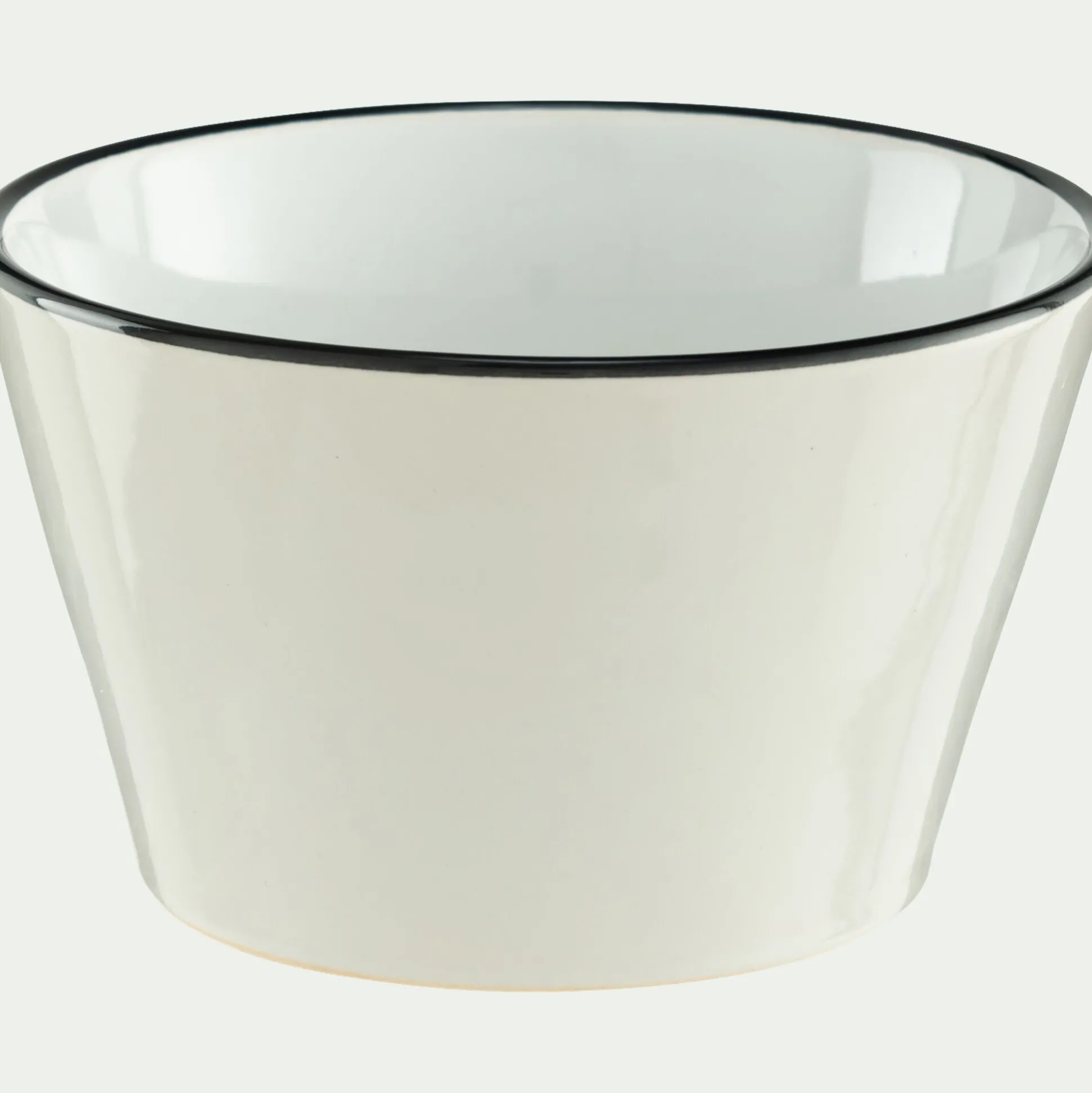 Coupelle en grès avec liseré noir D13cm - blanc