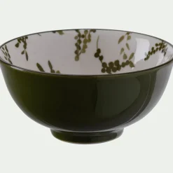 Coupelle motif végétal en porcelaine D11,7cm - vert