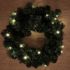 Couronne de Noël artificielle lumineuse D45cm - vert