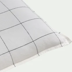 Coussin à carreaux en lin 40x60cm - blanc