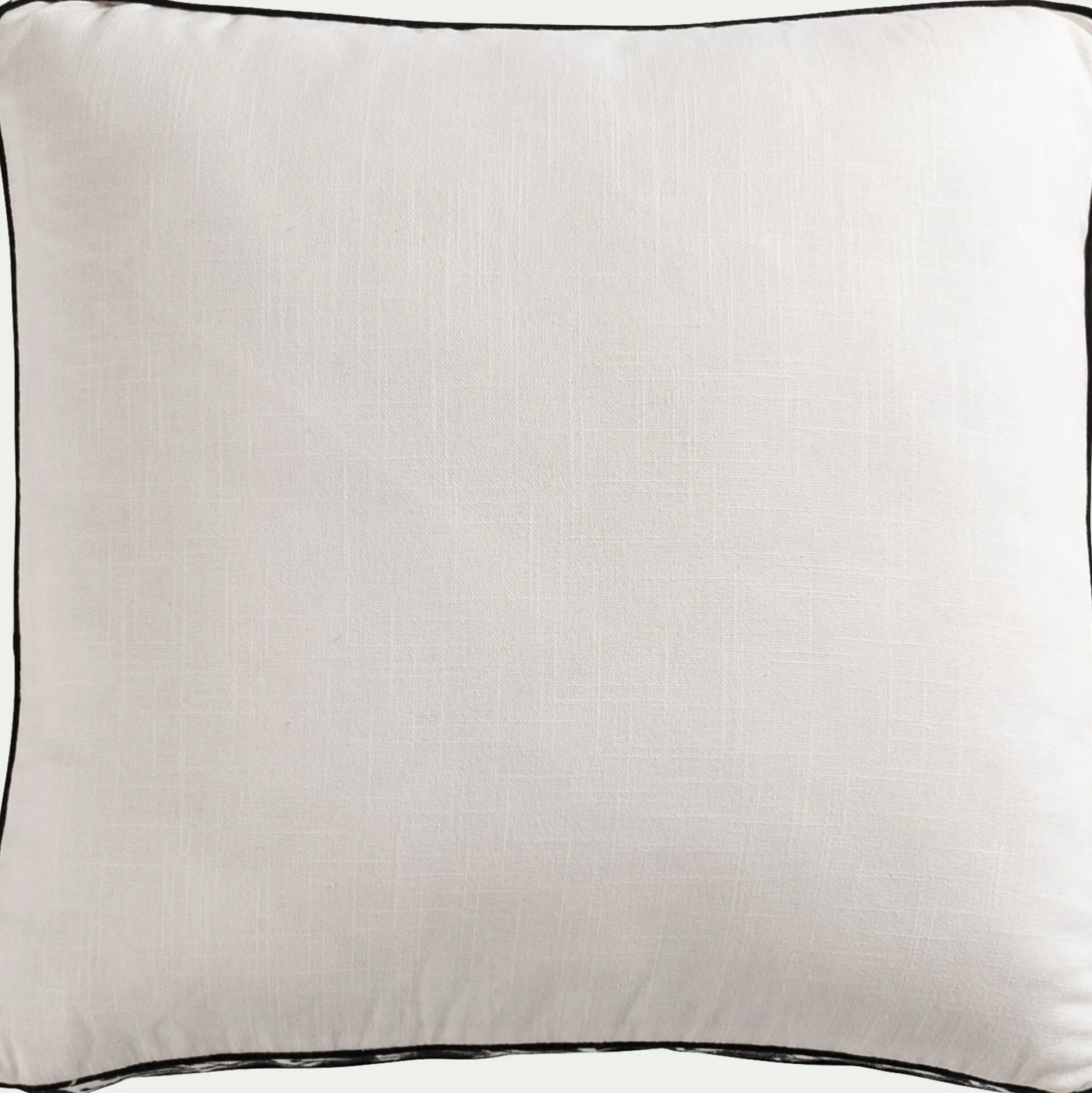 Coussin à frise brodée en coton 45x45cm - blanc