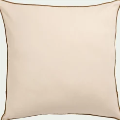 Coussin à liseré en coton - beige 45x45cm