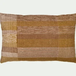 Coussin à motifs tissés en coton 40x60cm - brun