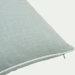 Coussin à passepoil bicolore en coton 30x50cm - bleu calaluna