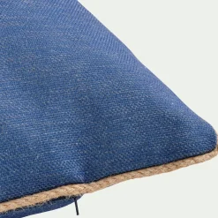 Coussin à passepoil en tissu 70x70cm - bleu marine