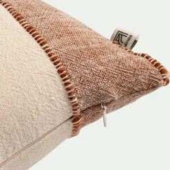 Coussin à rayures en coton 30x50cm - brun