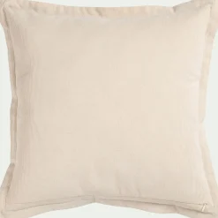 Coussin bicolore en velours côtelé 45x45cm - brun rustrel